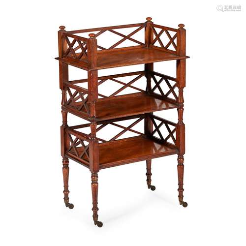 REGENCY OAK THREE TIER ETAGERE EARLY 19TH CENTURY