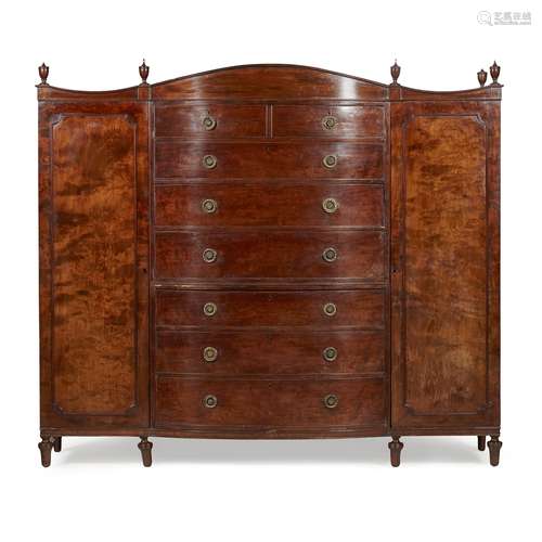 LATE GEORGE III MAHOGANY COMPACTUM WARDROBE EARLY 19TH CENTURY