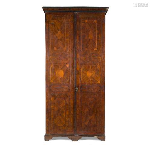 ITALIAN PARQUETRY-INLAID WALNUT ARMOIRE 18TH CENTURY