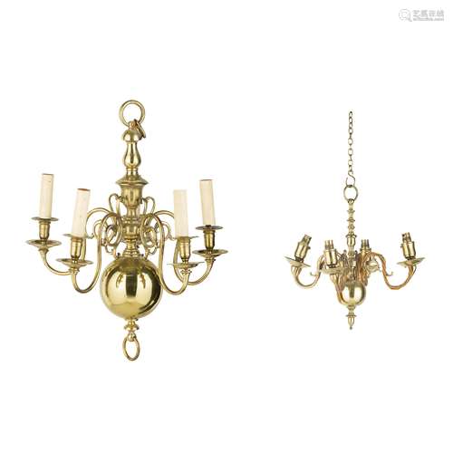 DUTCH-STYLE BRASS CHANDELIER 20TH CENTURY