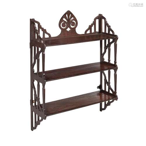 REGENCY MAHOGANY HANGING SHELVES EARLY 19TH CENTURY