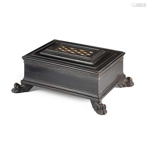 ITALIAN EBONISED FRUITWOOD, BONE, AND PARQUETRY CASKET EARLY 17TH CENTURY