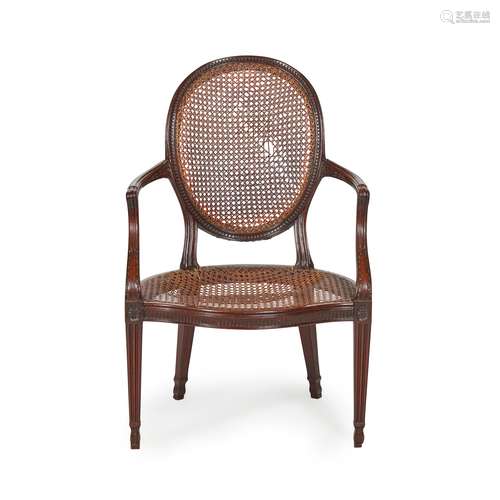 GEORGE III MAHOGANY CANED ARMCHAIR 18TH CENTURY