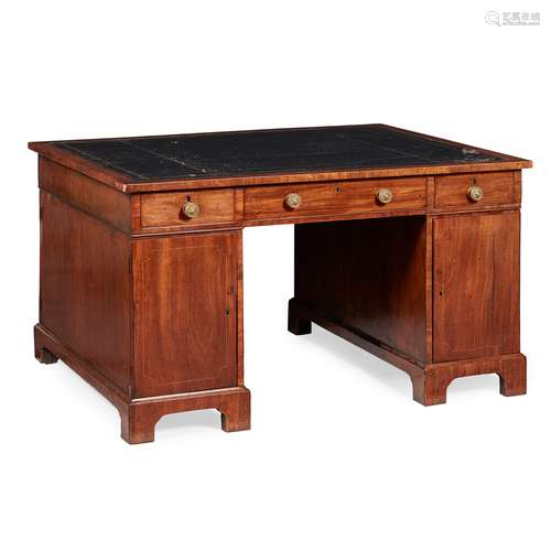 LATE GEORGE III MAHOGANY PARTNER'S DESK EARLY 19TH CENTURY