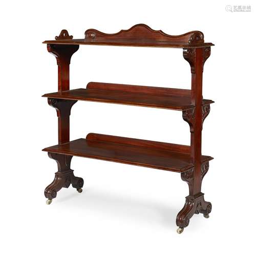 WILLIAM IV MAHOGANY THREE TIER BUFFET SECOND QUARTER 19TH CENTURY