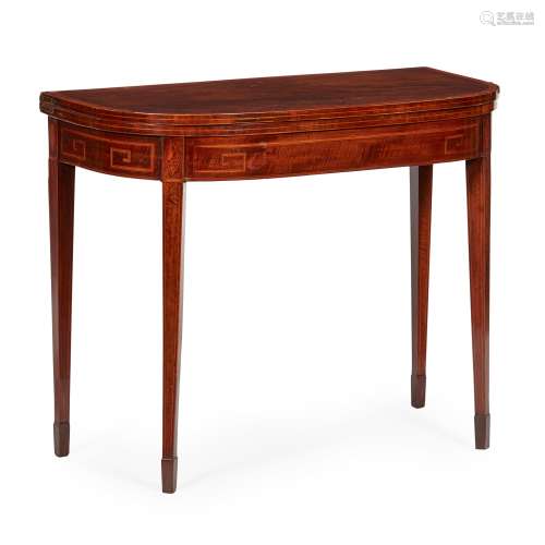 GEORGE III MAHOGANY AND SATINWOOD GAMES TABLE LATE 18TH CENTURY