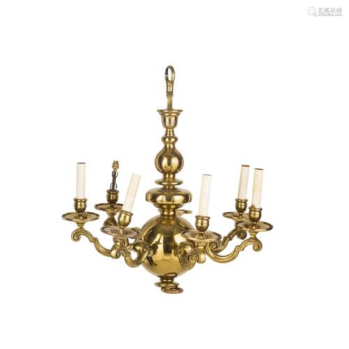 DUTCH STYLE BRASS SIX-LIGHT CHANDELIER MODERN