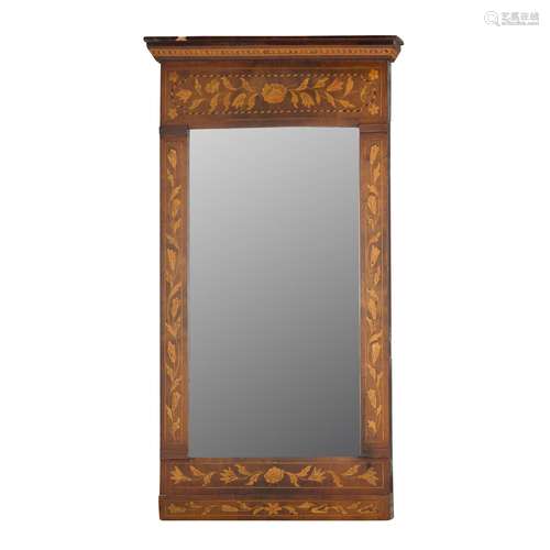 DUTCH MARQUETRY-INLAID MAHOGANY PIER MIRROR 19TH CENTURY