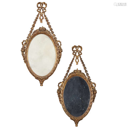 PAIR OF GEORGE III STYLE GILTWOOD MIRRORS 19TH CENTURY