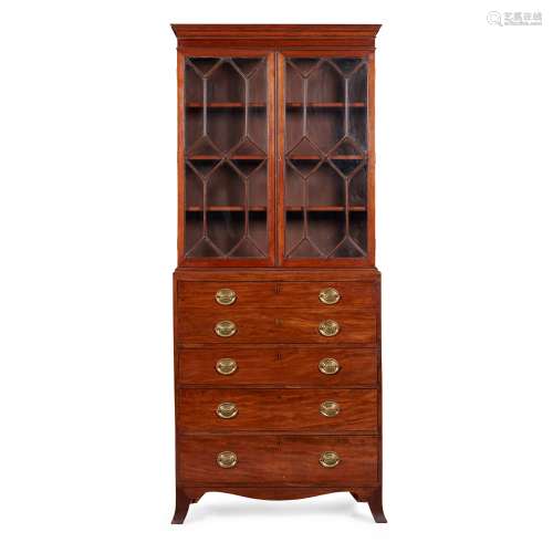 LATE GEORGIAN MAHOGANY AND SATINWOOD SECRETAIRE BOOKCASE LATE 18TH/ EARLY 19TH CENTURY