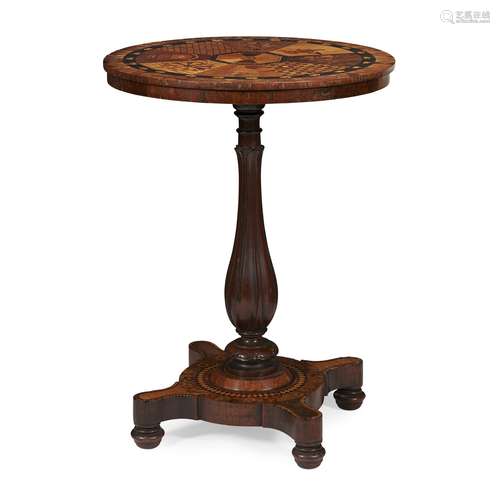 JAMAICAN MARQUETRY AND PARQUETRY OCCASIONAL TABLE, ATTRIBUTED TO THE WORKSHOP OF RALPH TURNBULL