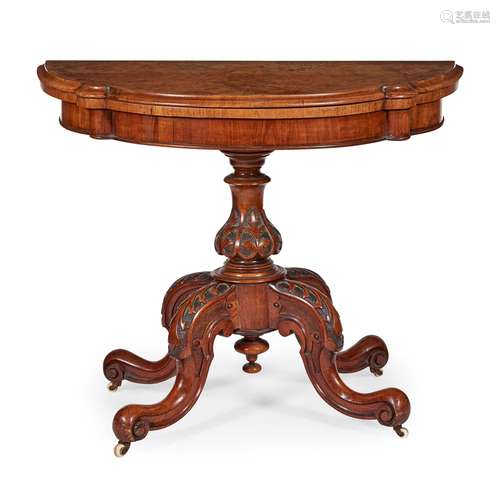 VICTORIAN WALNUT GAMES TABLE MID 19TH CENTURY