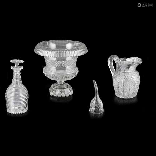 FOUR PIECES OF REGENCY ANGLO-IRISH CUT GLASS EARLY 19TH CENTURY