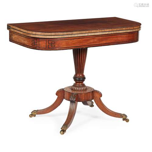 REGENCY MAHOGANY AND EBONY TEA TABLE EARLY 19TH CENTURY