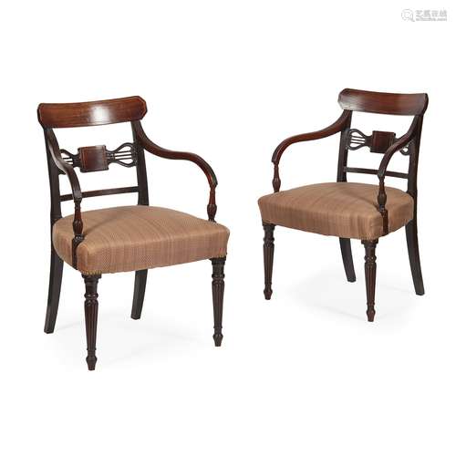 TWO PAIRS OF REGENCY DINING CHAIRS EARLY 19TH CENTURY