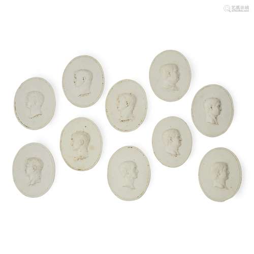 GROUP OF TEN PASTE MEDALLIONS OF ROMAN EMPERORS BY JAMES TASSIE LATE 18TH CENTURY