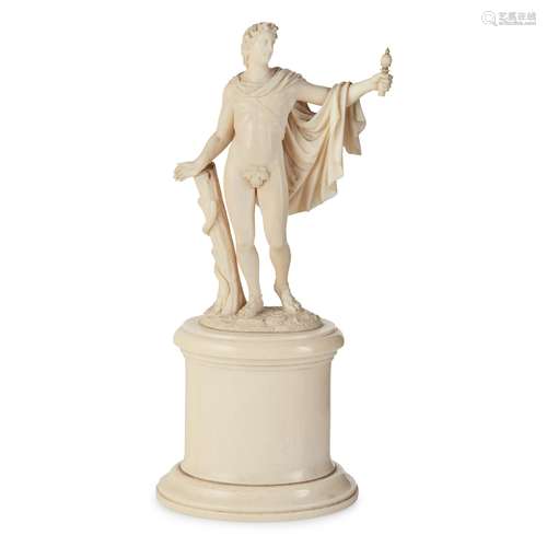 Y FRENCH CARVED IVORY FIGURE OF THE APOLLO BELVEDERE LATE 19TH CENTURY