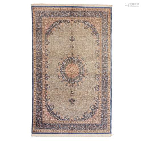 FINE SILK QUM CARPET CENTRAL PERSIA, MODERN