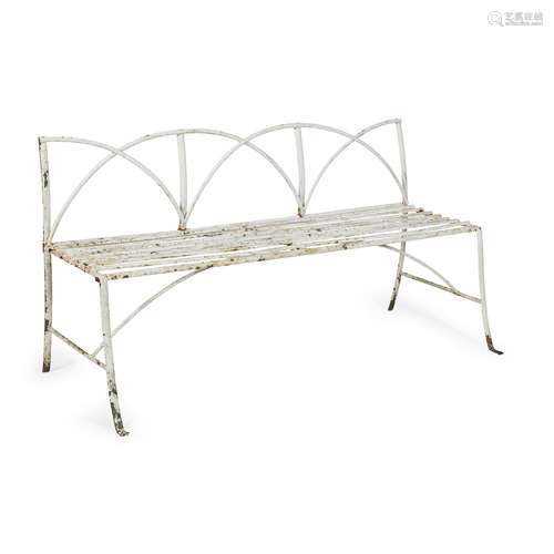 REGENCY PAINTED WROUGHT IRON GARDEN BENCH 19TH CENTURY