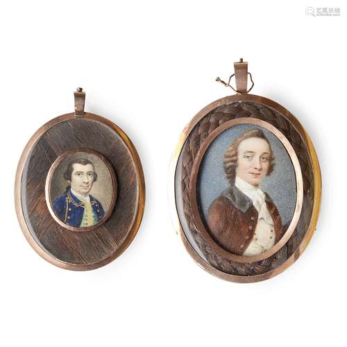 Y TWO PORTRAIT MINIATURES OF GENTLEMEN ENGLISH SCHOOL, 18TH CENTURY