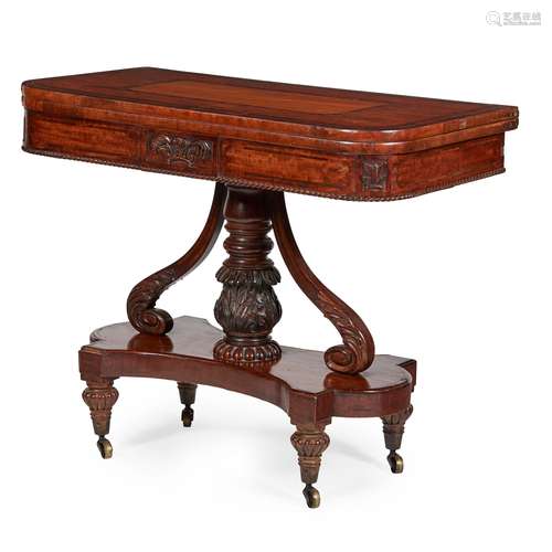 Y SCOTTISH REGENCY MAHOGANY AND ROSEWOOD CARD TABLE EARLY 19TH CENTURY