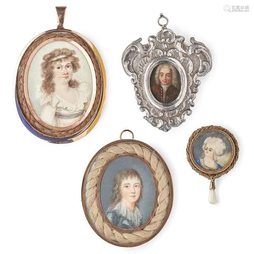 GROUP OF PORTRAIT MINIATURES 18TH CENTURY