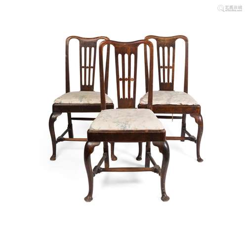 SET OF THREE GEORGE II MAHOGANY DINING CHAIRS 18TH CENTURY