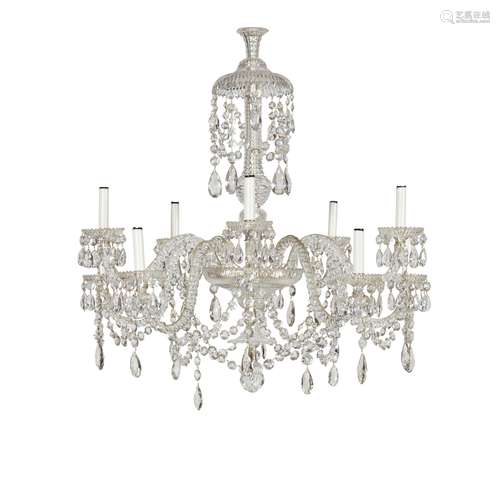 REGENCY STYLE CUT GLASS TEN LIGHT CHANDELIER MODERN