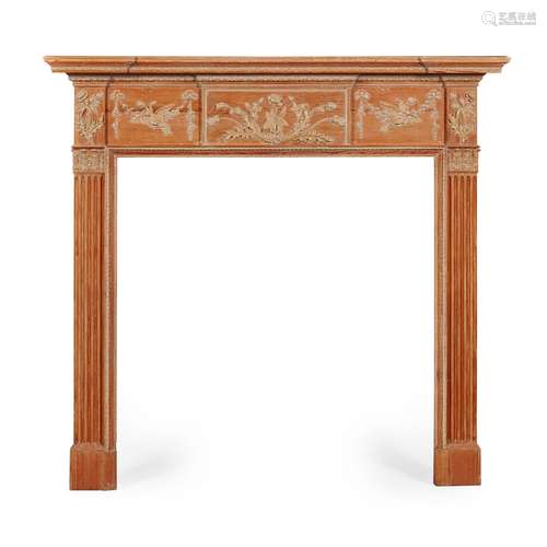 SCOTTISH STRIPPED PINE AND GESSO FIRE SURROUND EARLY 19TH CENTURY