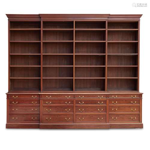 EDWARDIAN MAHOGANY BREAKFRONT LIBRARY BOOKCASE EARLY 20TH CENTURY