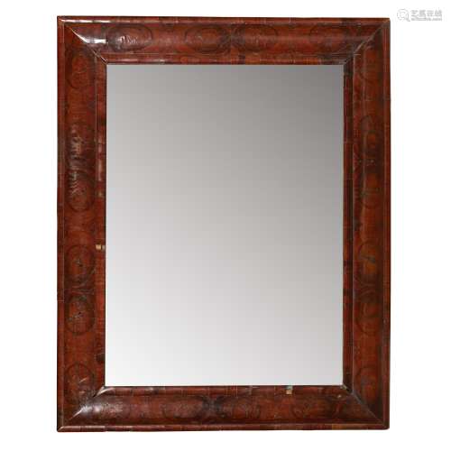 WILLIAM AND MARY WALNUT OYSTER VENEERED MIRROR LATE 17TH CENTURY