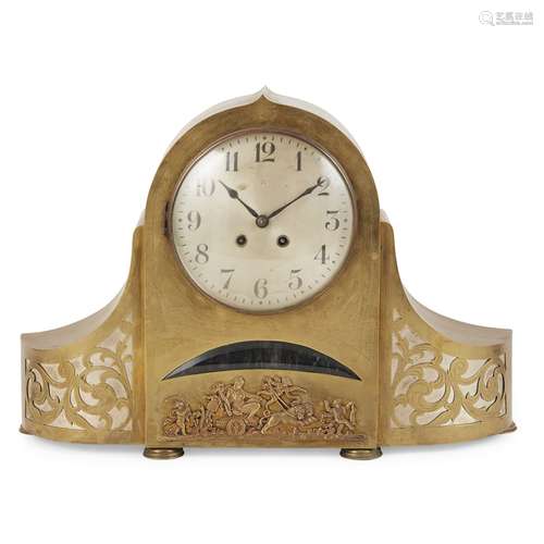 FRENCH BRASS MANTEL CLOCK LATE 19TH CENTURY