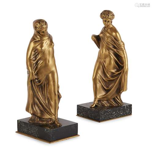 PAIR OF FRENCH GILT BRONZE FIGURES OF VESTAL VIRGINS, BY FUMIERE ET CIE, MAISON THIÉBAUT EARLY