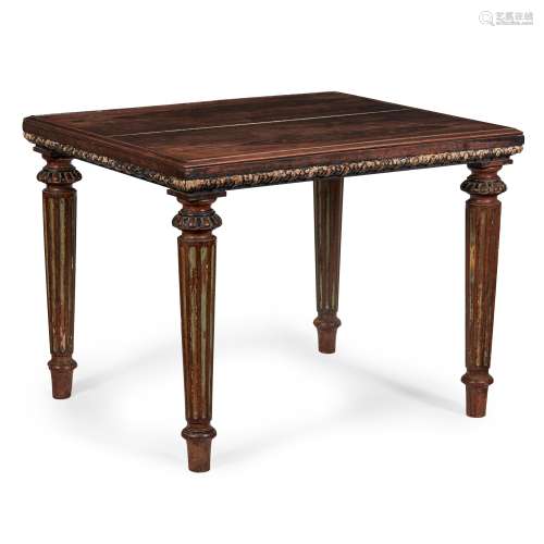 Y GEORGIAN ROSEWOOD, PARCEL GILT, EBONISED AND PAINTED CENTRE TABLE 18TH CENTURY