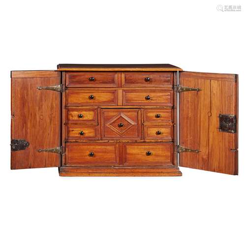 CONTINENTAL BAROQUE WALNUT AND FRUITWOOD TABLE CABINET LATE 17TH CENTURY/ EARLY 18TH CENTURY