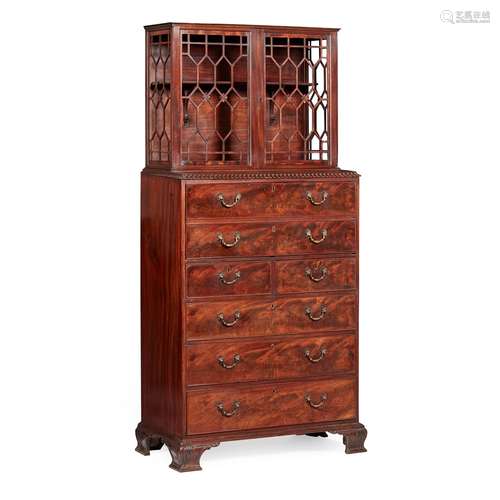 FINE GEORGE III MAHOGANY SECRETAIRE CABINET 18TH CENTURY