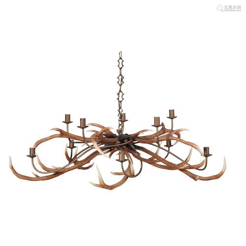 FAUX STAG ANTLER TEN LIGHT CHANDELIER MODERN