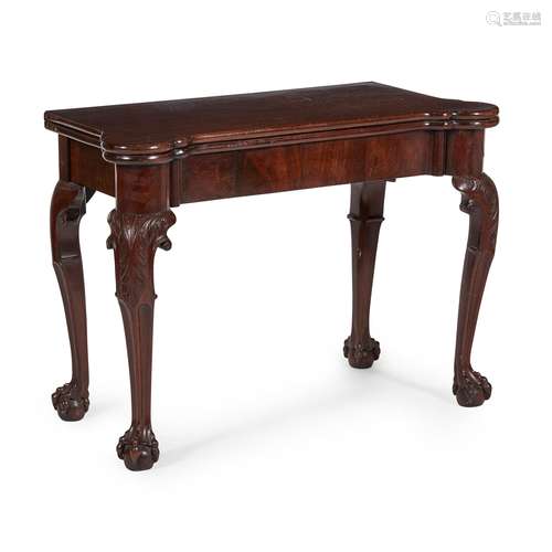 GEORGE III MAHOGANY CARD TABLE, POSSIBLY IRISH 18TH CENTURY