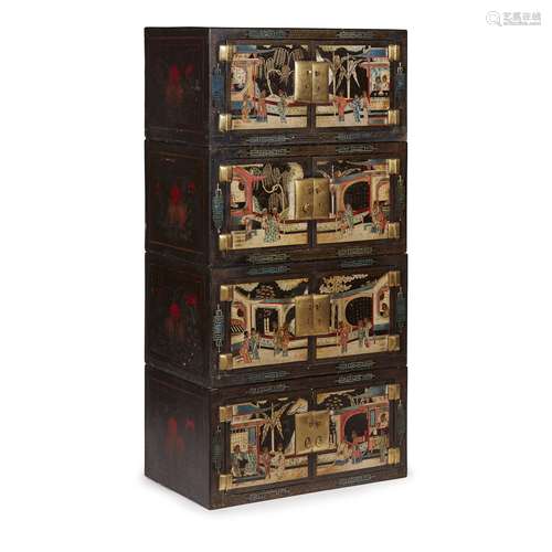 CHINESE COROMANDEL LACQUER STACKING CABINET LATE 19TH CENTURY