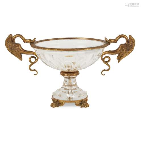 RENAISSANCE REVIVAL GLASS AND GILT METAL MOUNTED CENTREPIECE 20TH CENTURY