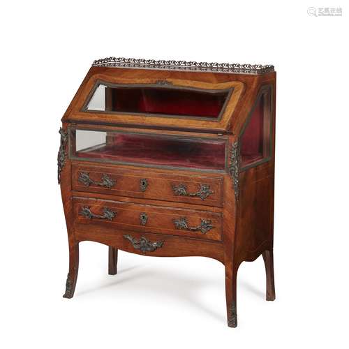 FRENCH KINGWOOD VITRINE BUREAU LATE 19TH CENTURY