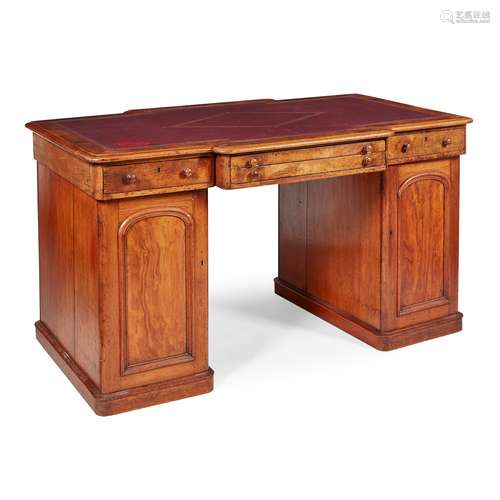 VICTORIAN WALNUT PEDESTAL DESK 19TH CENTURY