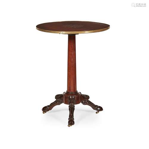 Y FRENCH ROSEWOOD AND BRASS INLAID OCCASIONAL TABLE EARLY 19TH CENTURY