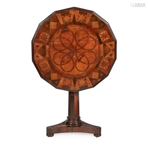 EARLY VICTORIAN WALNUT AND FRUITWOOD PARQUETRY TABLE MID 19TH CENTURY