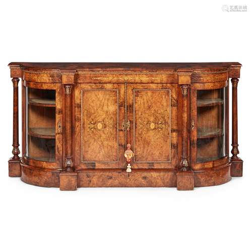 VICTORIAN WALNUT, INLAY, AND BRASS MOUNTED CREDENZA 19TH CENTURY