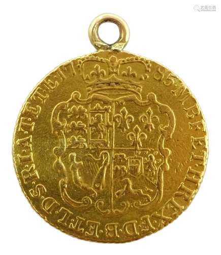 George III gold guinea 1785 with soldered pendant mount