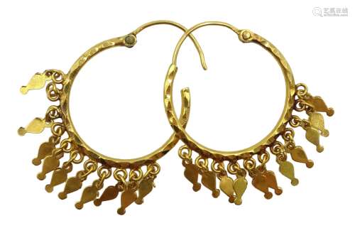 Pair of 18ct gold hoop earrings, approx 5.53gm