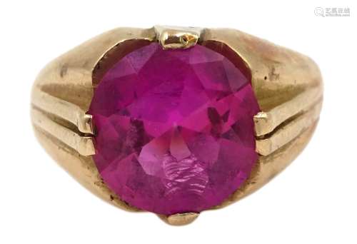 14ct rose gold pink synthetic corundum ring [image code: 4mc]