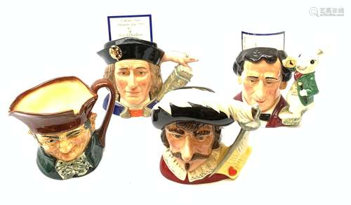 Four large Royal Doulton character jugs, to include Lewis Carroll D7096 with certificate, Richard I