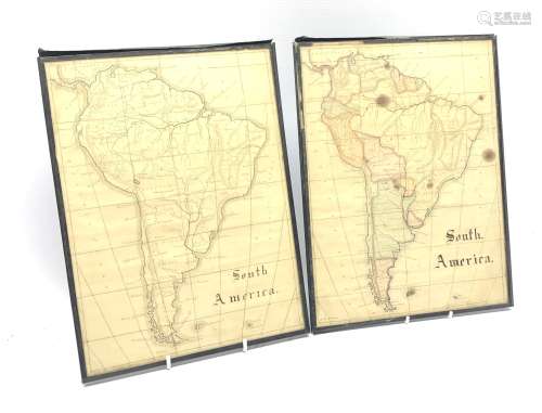 Hand drawn and coloured Map of the Countries of South America, signed J.D. Young and a similar Map
